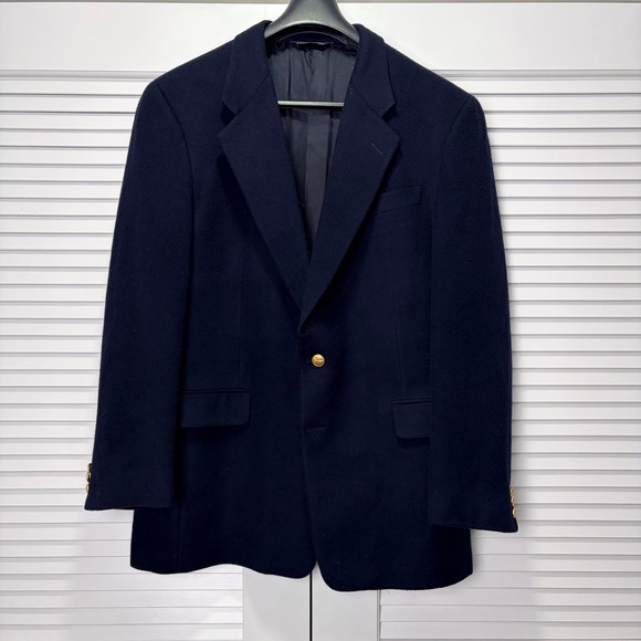 Gieves & Hawkes Other - Gieves & Hawkes Savile Row Navy Blue 100% Cashmere Blazer Gold Buttons 43L